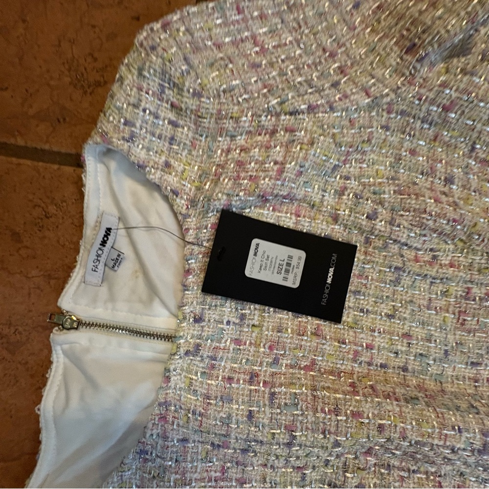 Fashion Nova Multicolor Tweed Skirt Set size large - Picture 2 of 3